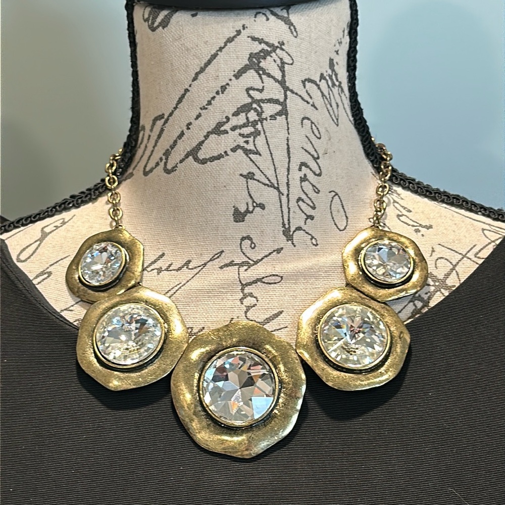 Vintage Metal Flower Statement Necklace